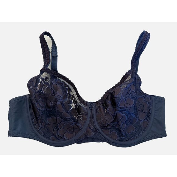 Chantelle 3011 Classy Full Figure Lace 3-Parts Bra Navy BLUE 36DD - Picture 2 of 8